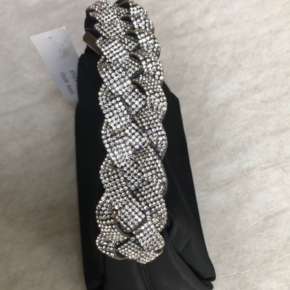 Alessia Black Mini Evening Bag Top Zip With Rhinestone Handle - Picture 4 of 11